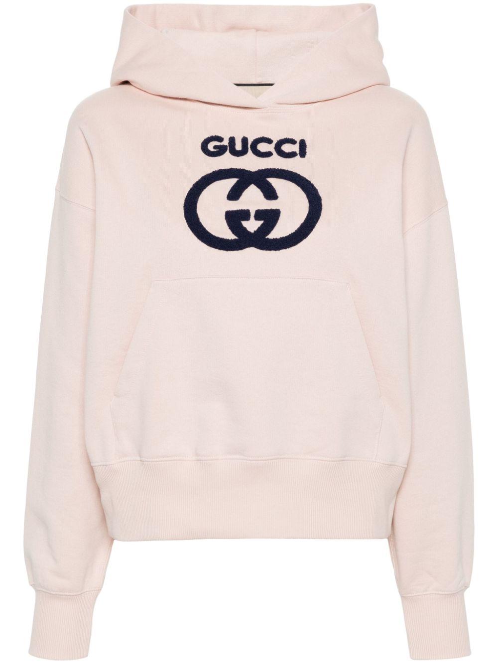 Gucci Logo Cotton Hoodie in Pink Lyst UK