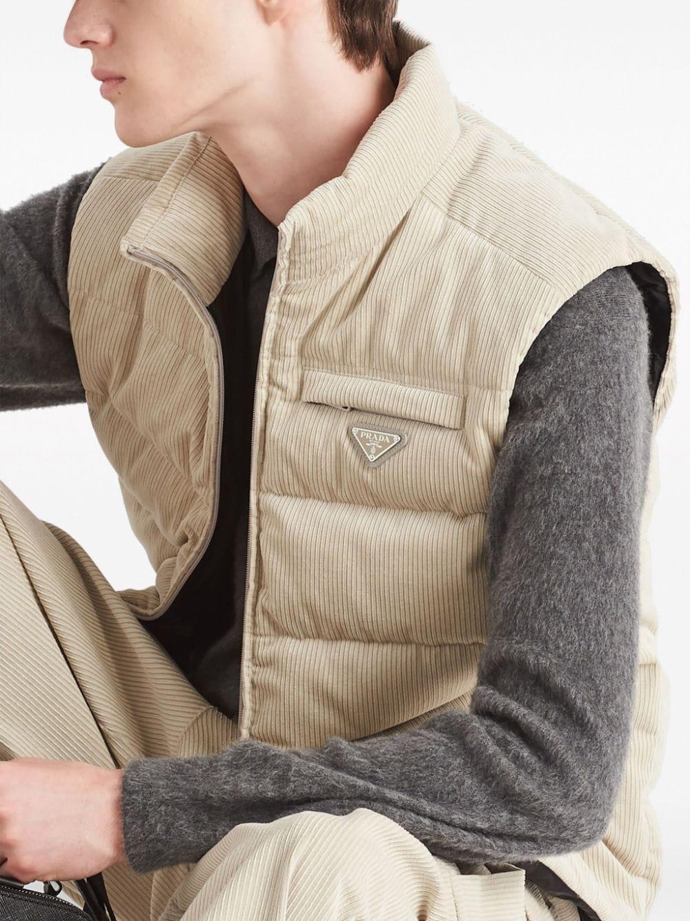 Prada Enamel logo Padded Gilet in Natural for Men Lyst