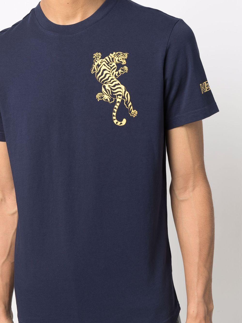 KENZO Climbing Tiger Logo-print T-shirt in Blue for Men | Lyst