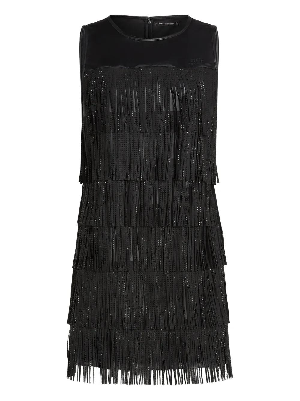 slim fit dress slacks FA Women's Faux Leather Tiered Fringe Maxi Dress main image 1