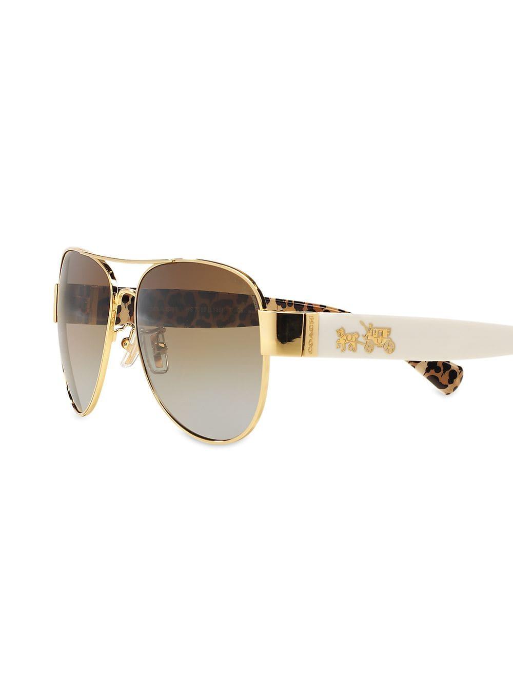 COACH Aviator Frame Sunglasses in White | Lyst