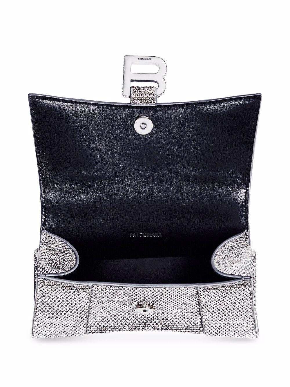 Hourglass crystal-embellished suede shoulder bag