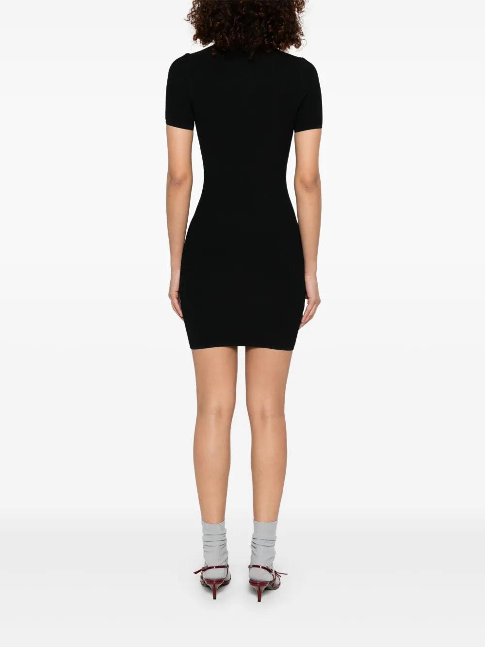 Miu Miu Midweight Knit Ribbed Mini Dress in Black | Lyst