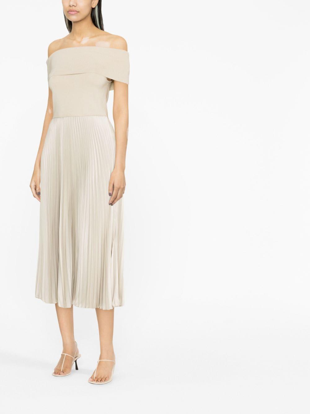 Polo Ralph Lauren Off-shoulder Pleated-skirt Dress in White | Lyst