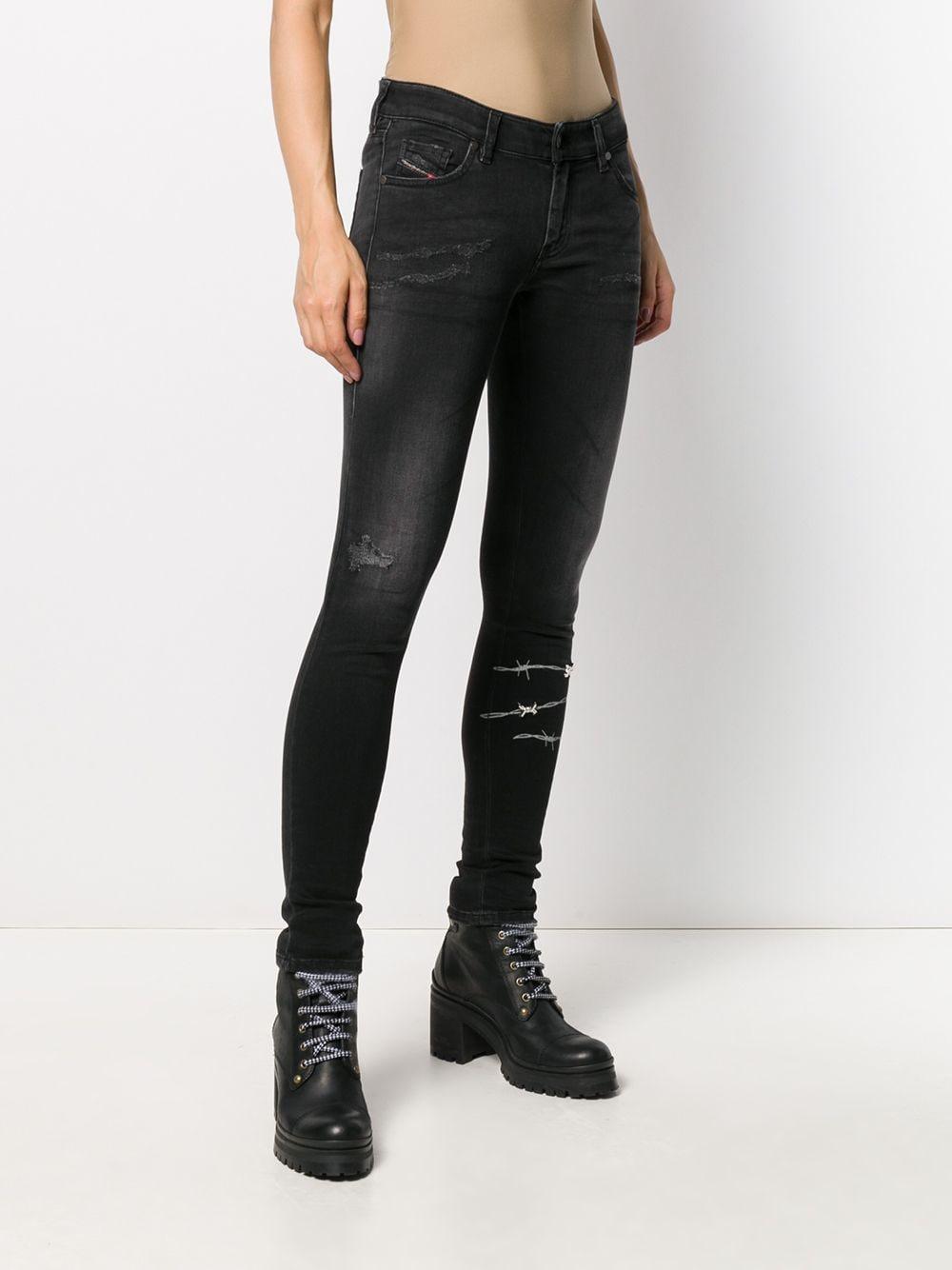 DIESEL Denim Barbed Wire Skinny Jeans in Black Lyst