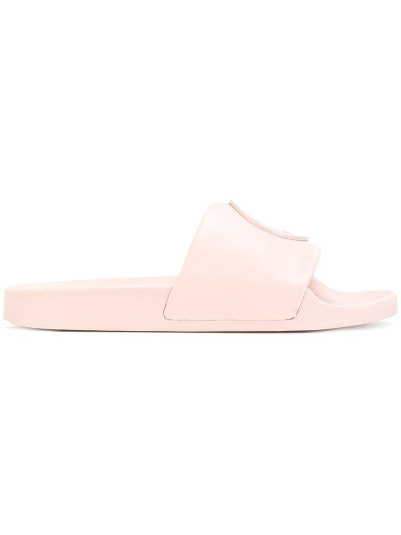Tory Burch 10mm Lina Leather Logo Slide Sandals in Pink - Save 22% - Lyst