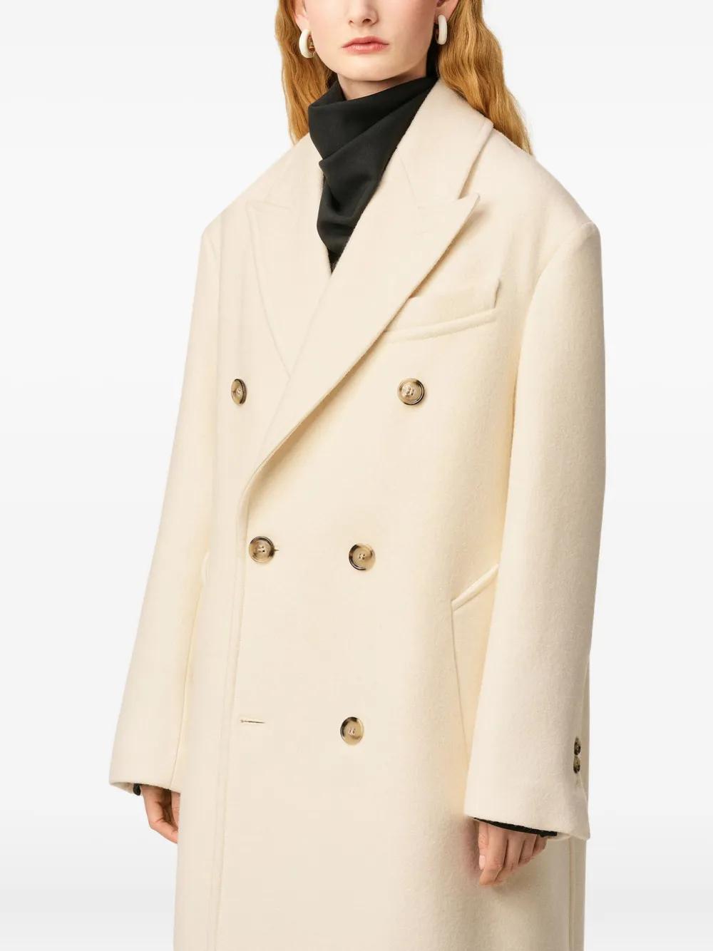 Ami Paris Long Double-Breasted Coat in Natural Lyst UK