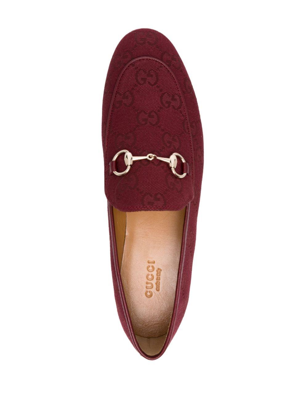 Gucci レディース レッド マクロ GGキャンバス ローファー フラット 