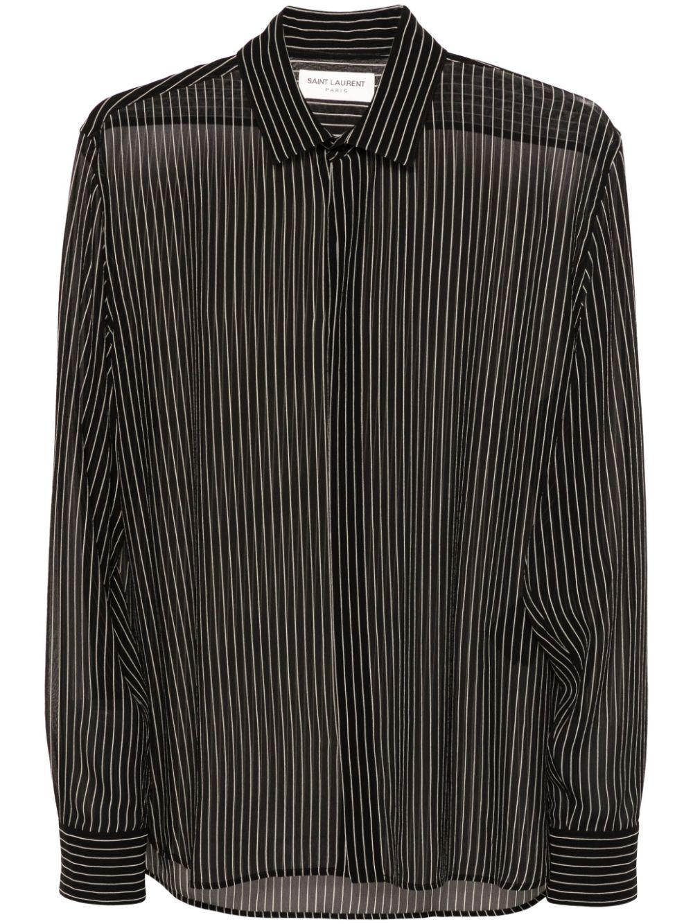 Saint Laurent メンズ ブラック ストライプ シャツ シャツ