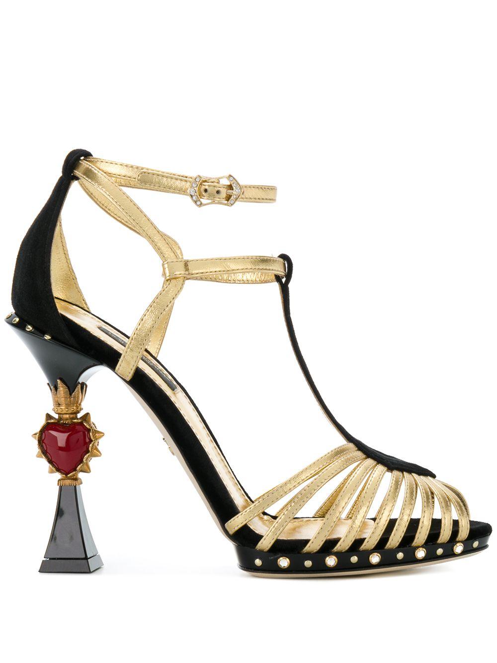 Dolce & Gabbana Bette Sculpted Heel Sandals in Black | Lyst