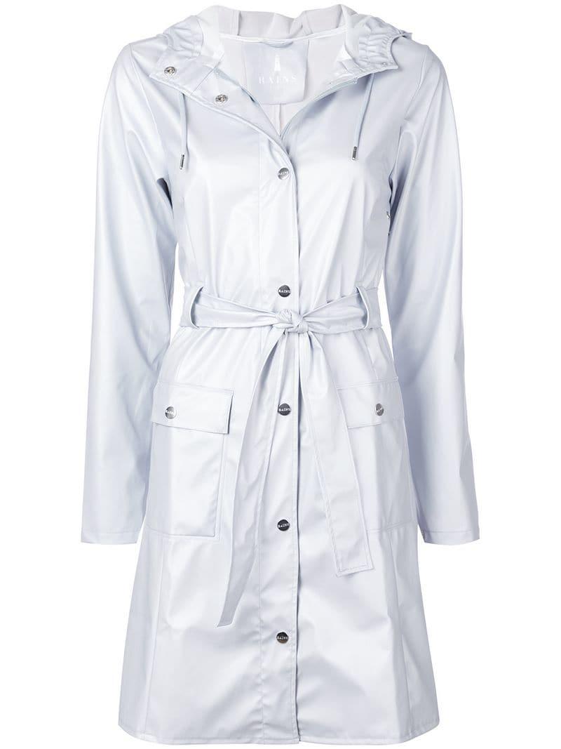 Rains Metallic Hooded Raincoat in Grey (Gray) Lyst