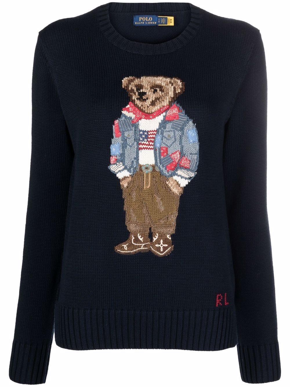 Polo Ralph Lauren Cotton Teddy Bear-print Knitted Jumper in Blue - Lyst