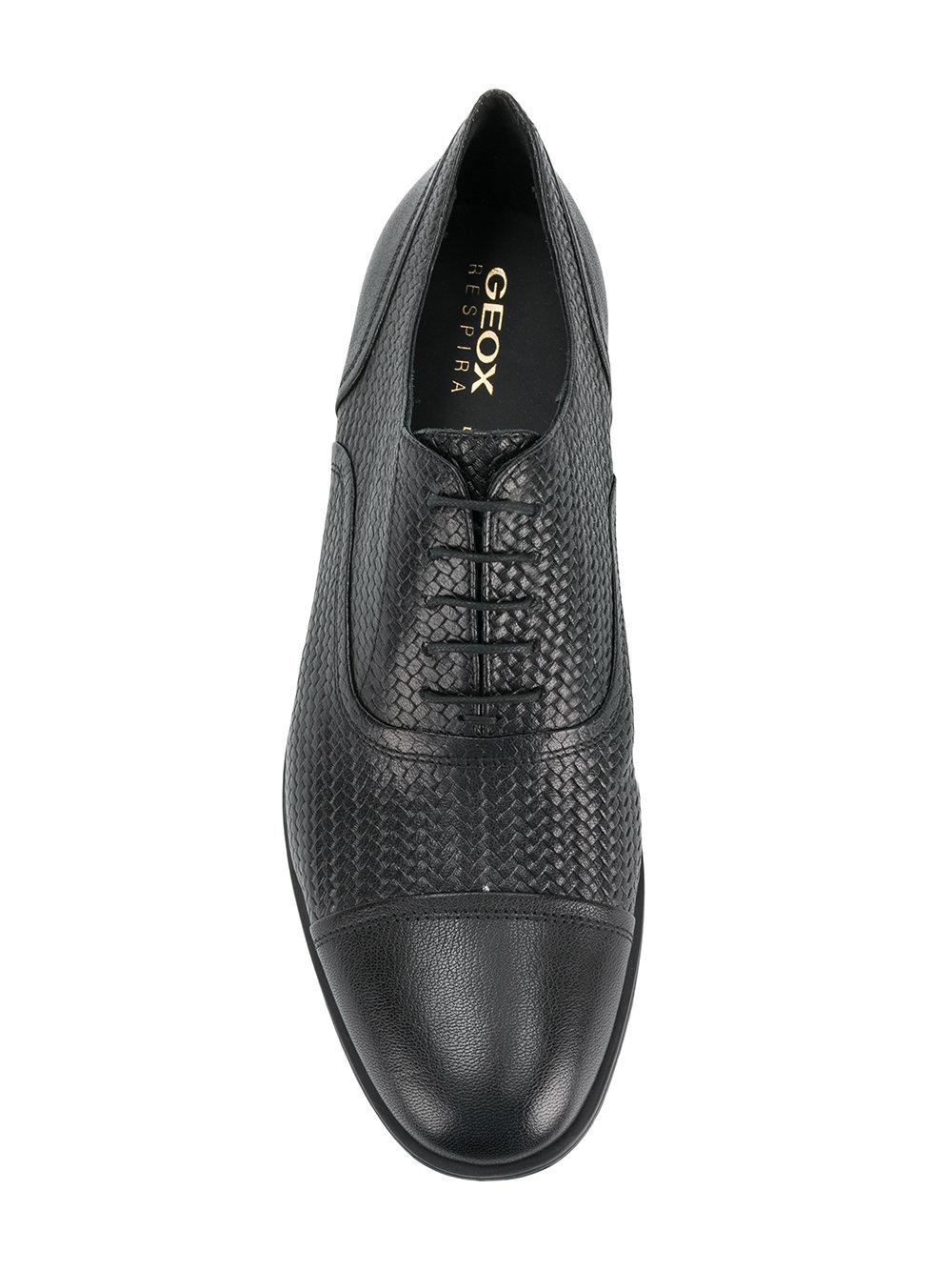 Geox Leather Woven Oxford Shoes in Black for Men Lyst