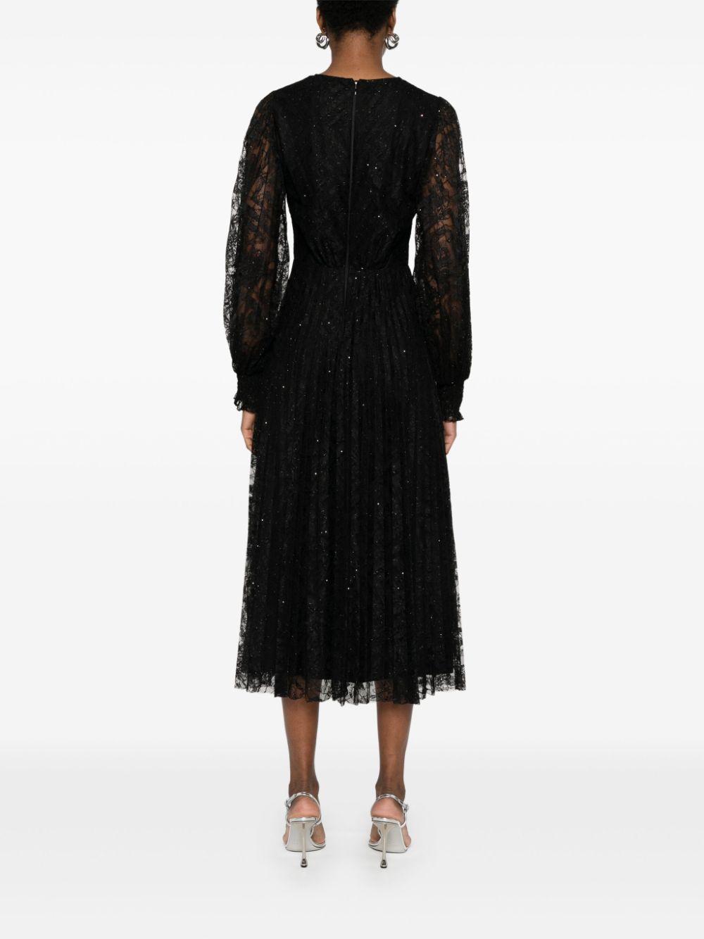 Nissa レディース ブラック フローラルレース ドレス ワンピース 