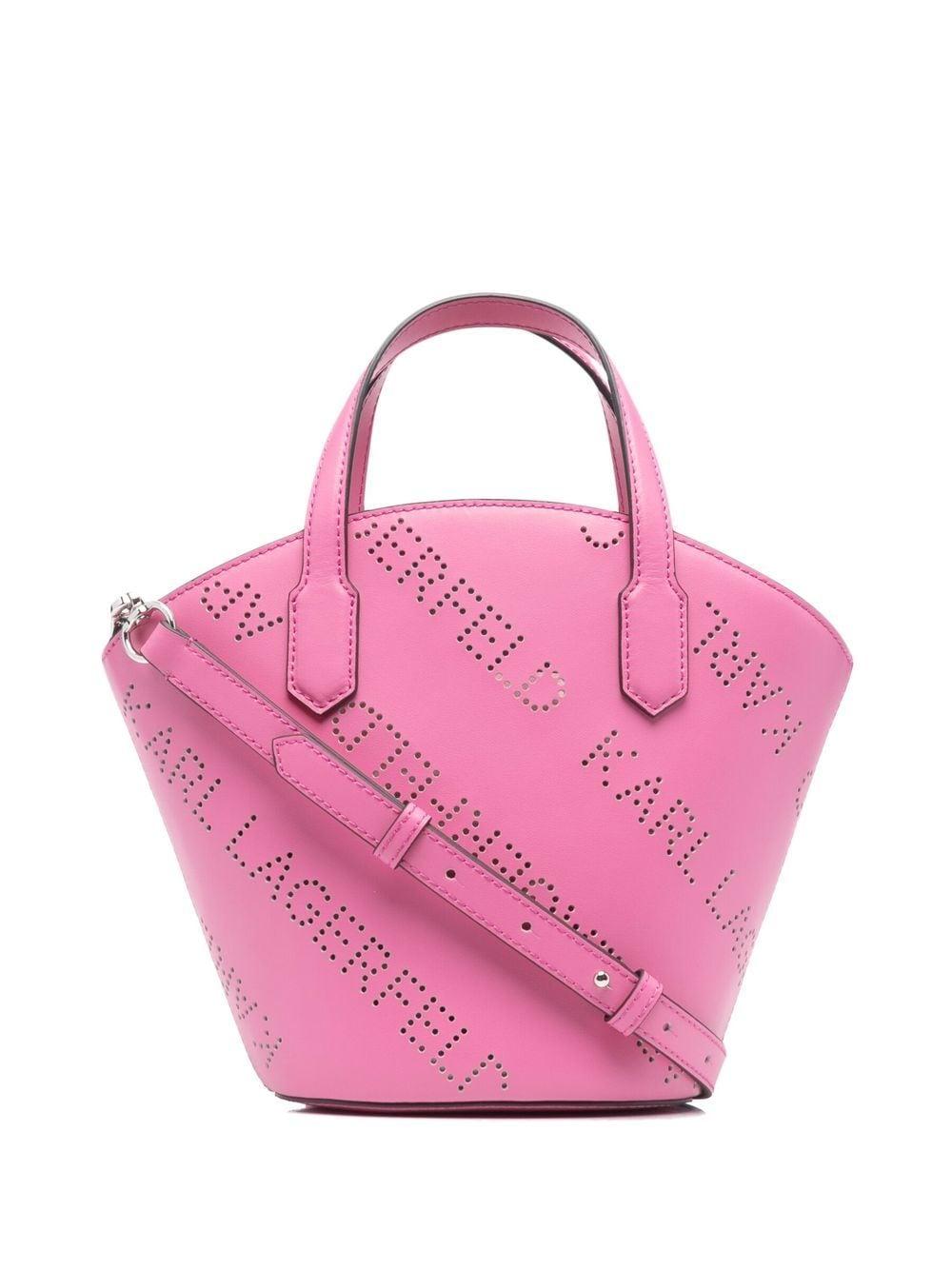 Karl Lagerfeld Leather Small K/punched Tote Bag in Pink | Lyst