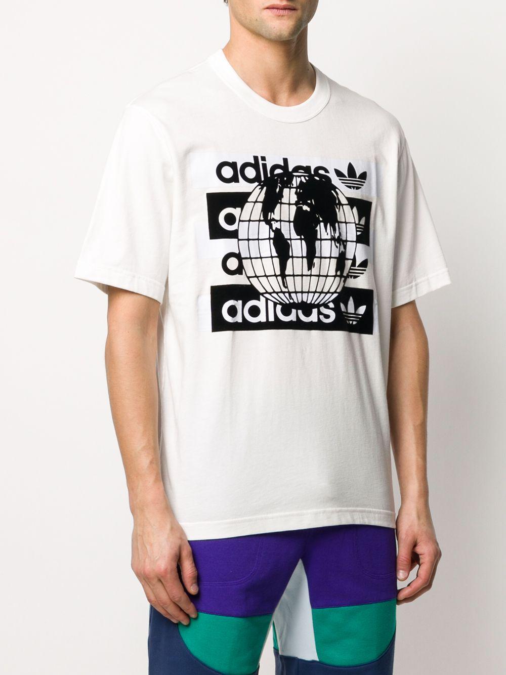 adidas Globe Print T-shirt in White for Men | Lyst