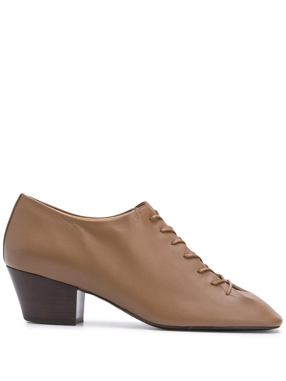 Lemaire Leather Heeled Lace-up Shoes in Brown - Lyst