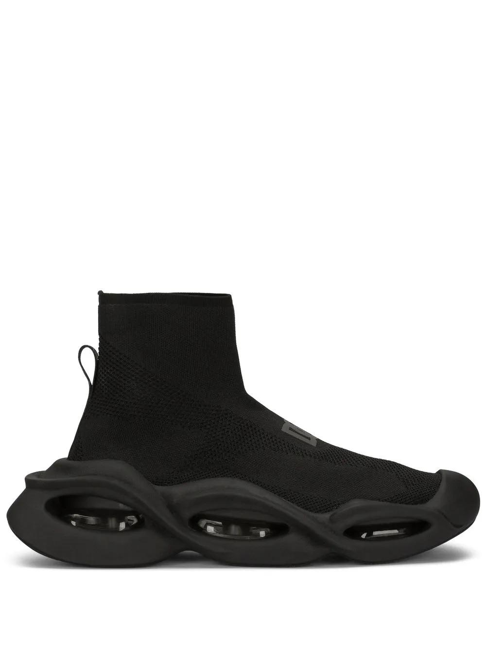 Dolce & Gabbana Wave Mid-Top Stretch Sneakers in Black for Men | Lyst