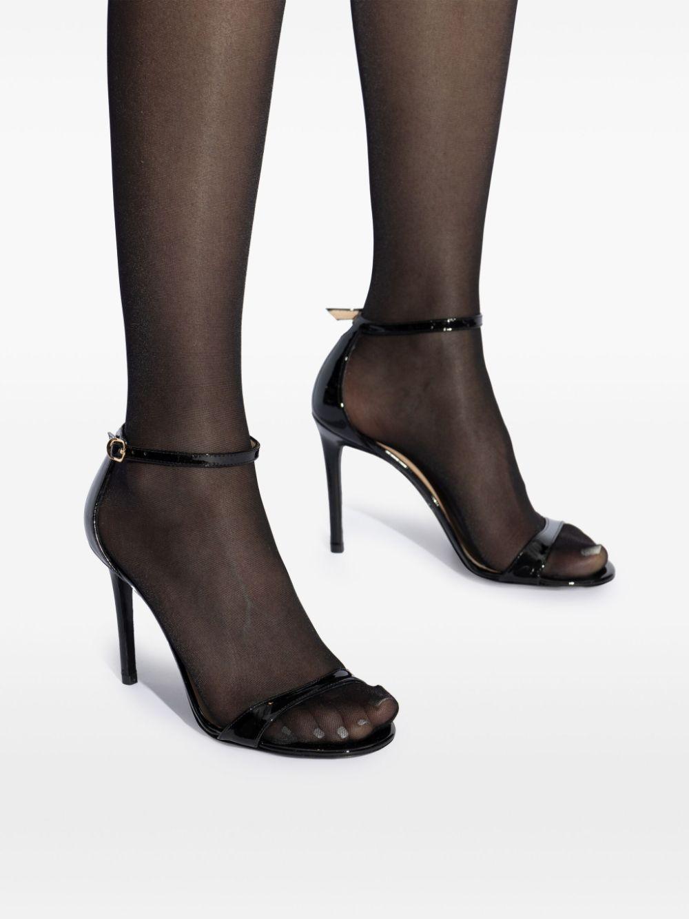 Stuart Weitzman レディース ブラック レザーサンダル ヒール