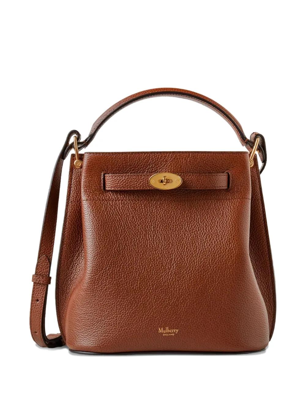 ショルダーバッグ・ポシェット Mulberry Leather Bucket Bag With Logo Mulberry Small Islington Leather Bucket Bag | Black