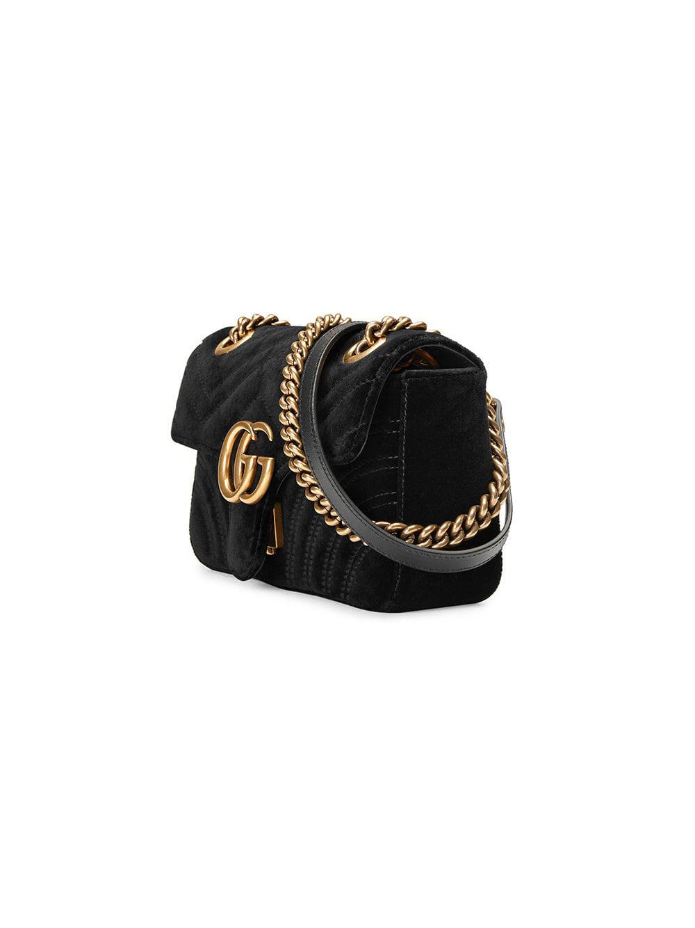 Gucci GG Marmont Velvet Mini Shoulder Bag in Black - Lyst