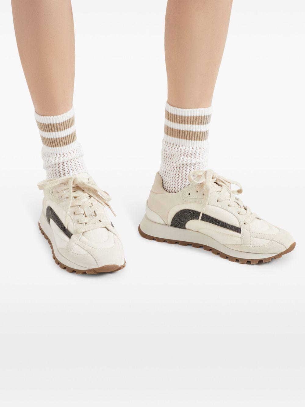 Brunello Cucinelli レディース ホワイト モニーレ スニーカー Brunello Cucinelli レディース ホワイト モニーレ スニーカー