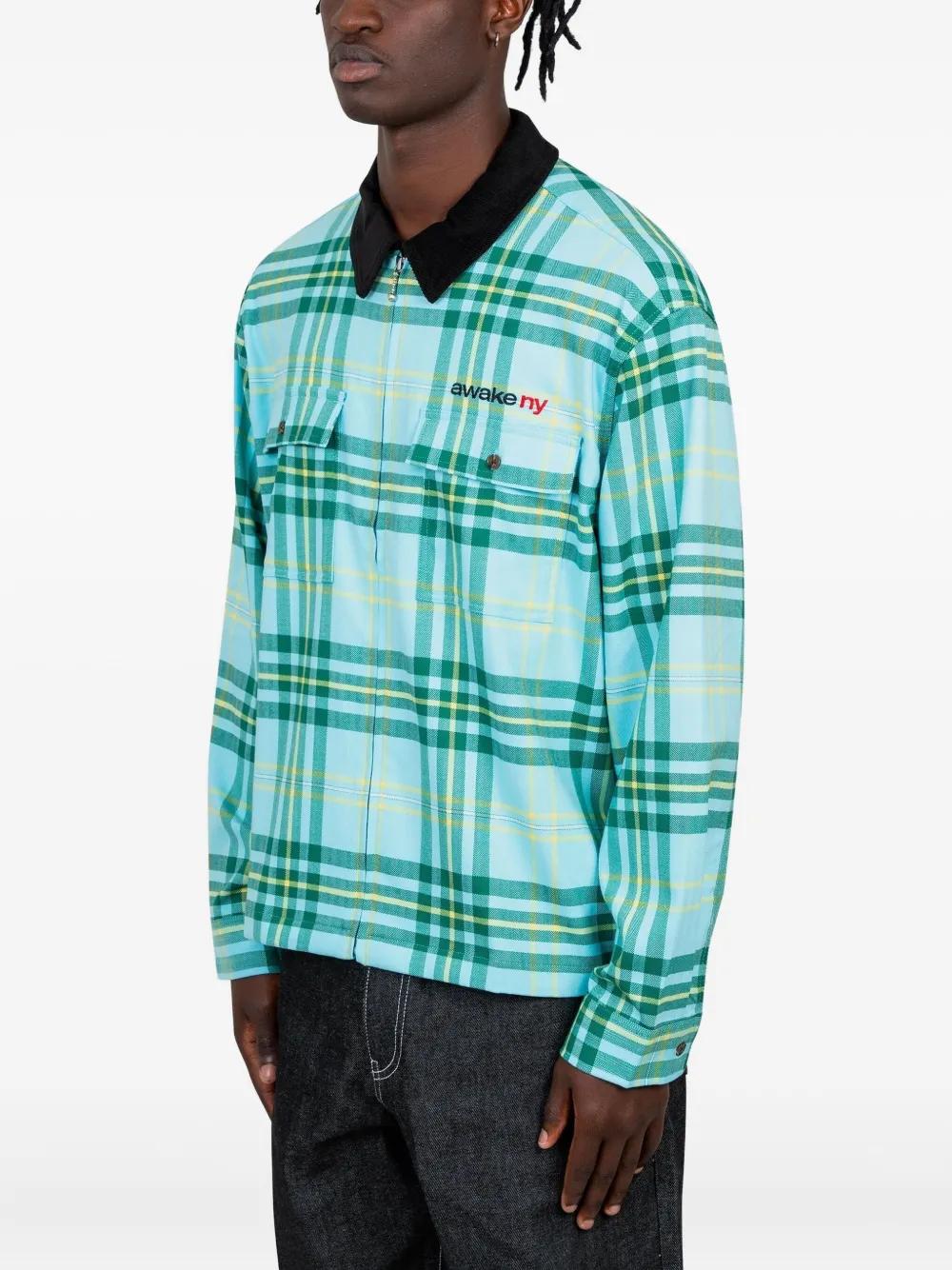 awake-ny-green-Plaid-Zip-Up-