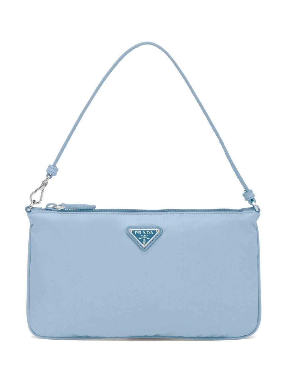 Prada Re-nylon Logo-plaque Shoulder Bag in Blue | Lyst