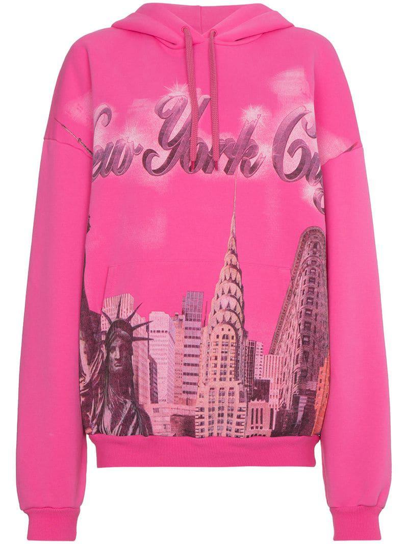 Balenciaga Cotton New York Hoodie in Pink | Lyst Canada