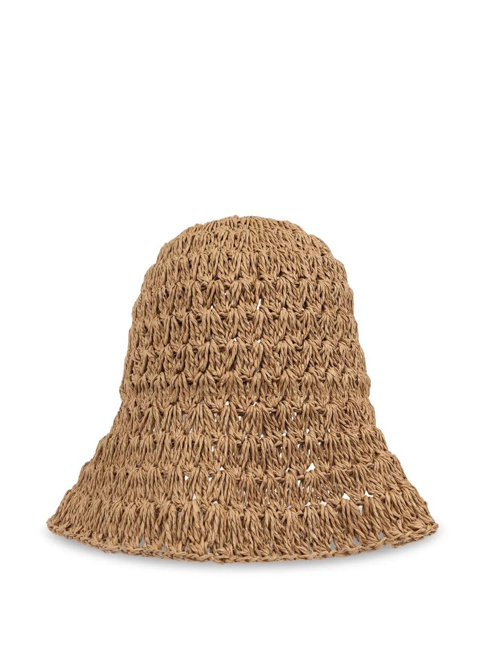“By Malene Birger” レザータイ×ラフィアハット Brown Lailo lamb leather hat - Buy sfra-bmb-storefront-catalog