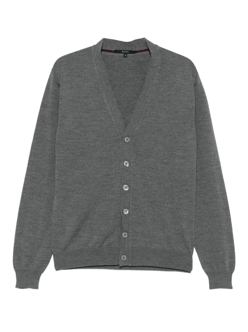 gucci-grey-Button-Front-V-Neck