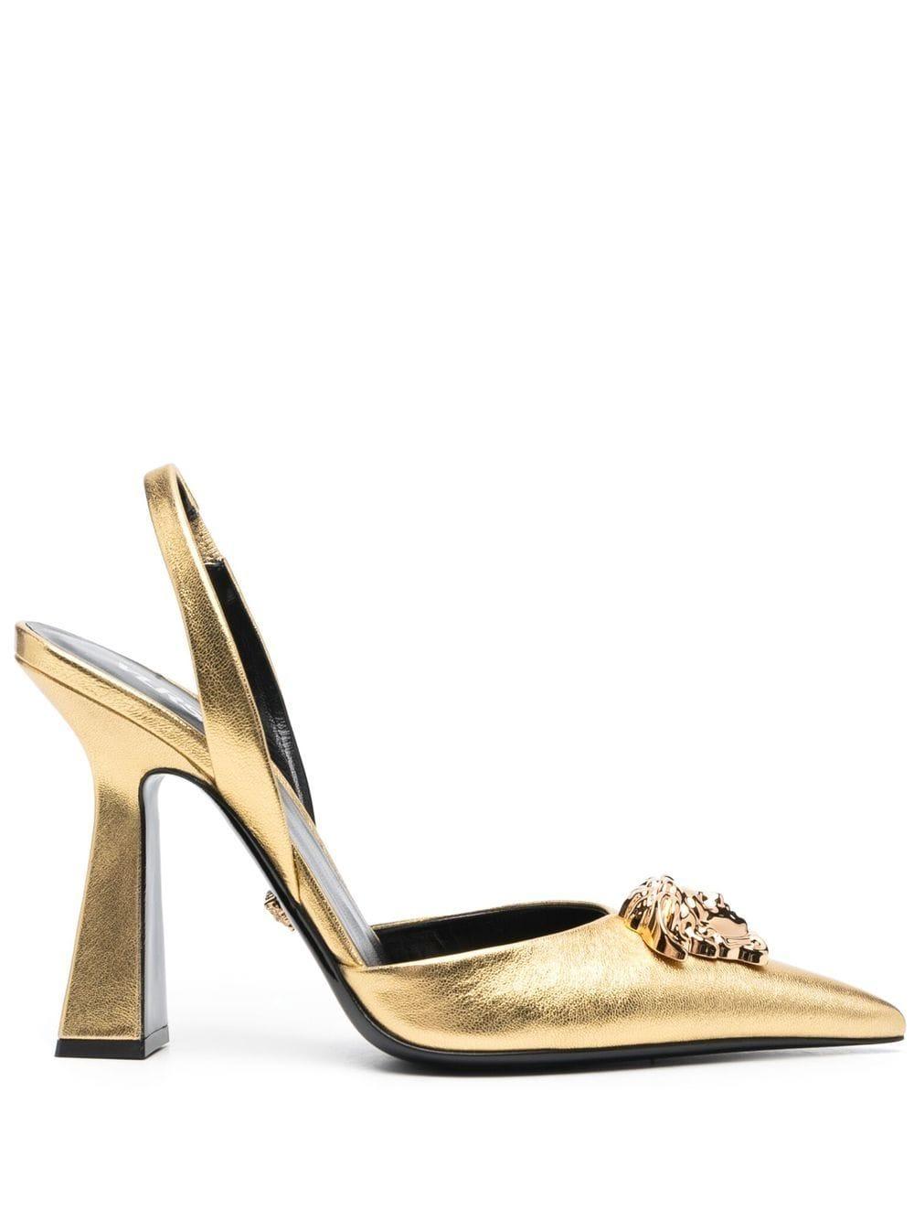 Versace La Medusa 110mm Slingback Pumps in Metallic Lyst