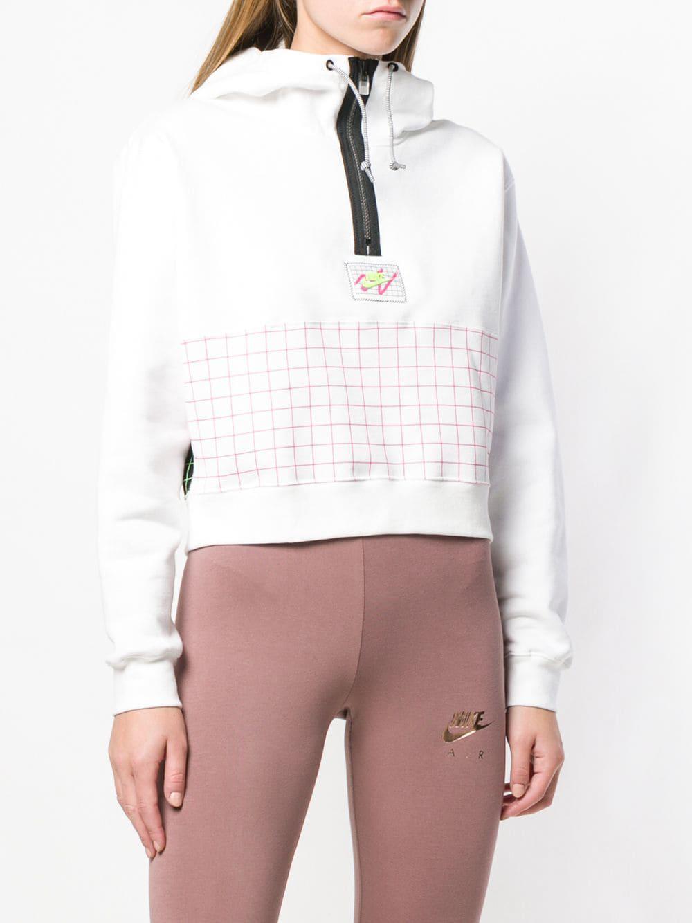 nike archive white graphic cropped hoodie
