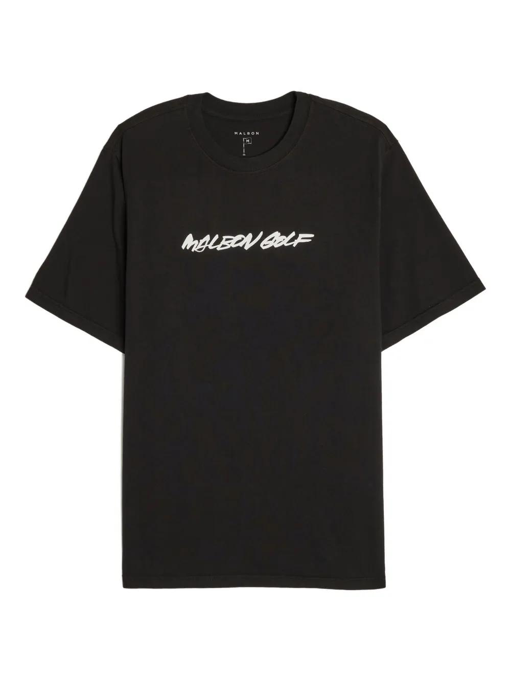 ■Malbon Golf■ Malbon Logo Point Round T-shirt BLACK Malbon Golf Shirt - Tour de Buckets Performance Polo - Black