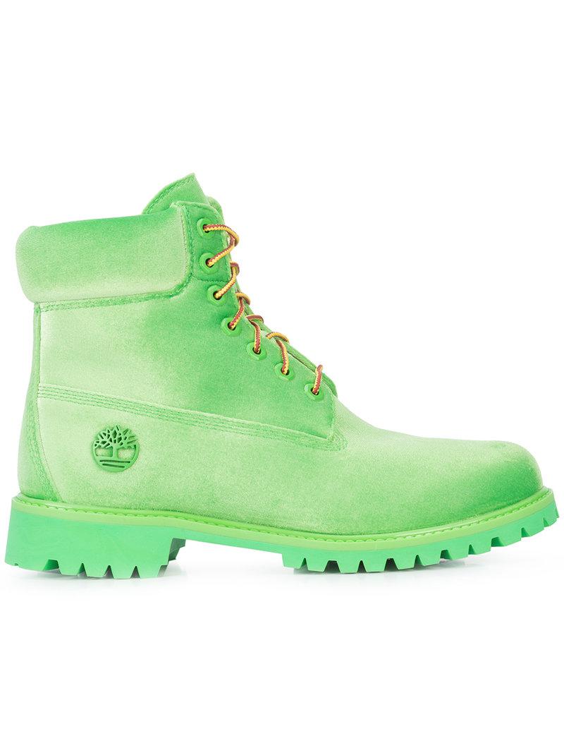 Predicar ruido Proceso Off-White c/o Virgil Abloh X Timberland Velvet Boots in Green for Men | Lyst
