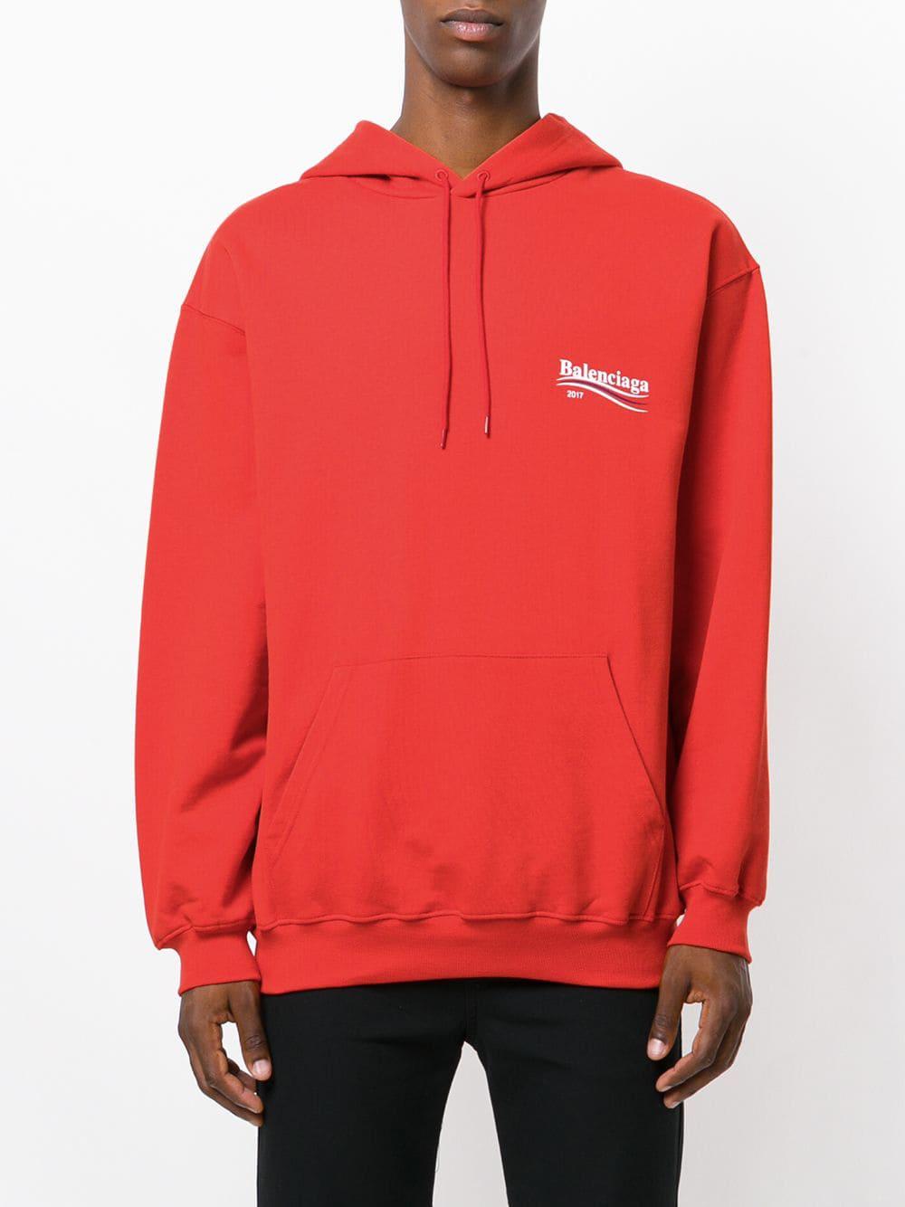 red balenciaga hoodie