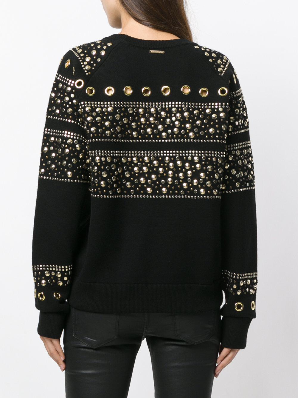 MICHAEL Michael Kors Cotton Studded Sweatshirt in Black - Lyst