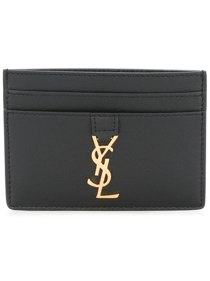 Saint Laurent Leather 'ysl' Credit Card Holder in Black Lyst