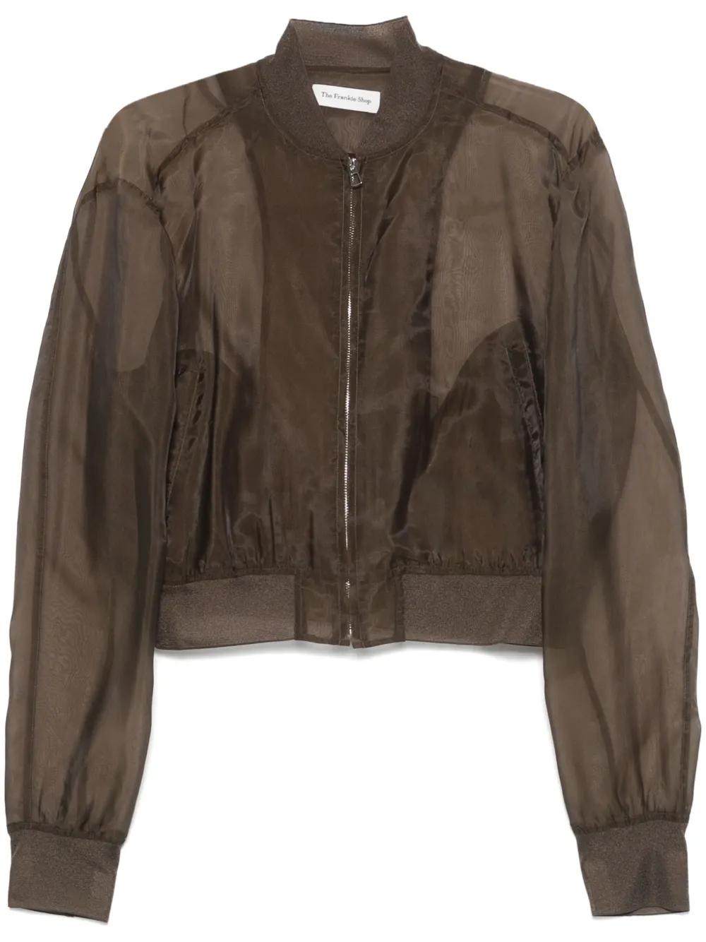 【The Frankie Shop】Micky silk-blend ボンバージャケット Micky Faux Leather Cropped Bomber - Black – The Frankie Shop