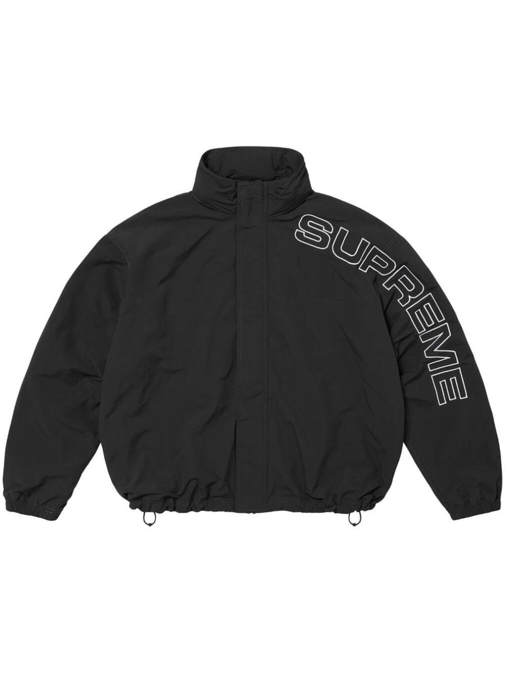 Supreme Spellout-Embroidered Track Jacket in Black for Men Supreme Spellout-Embroidered Track Jacket in Black for Men