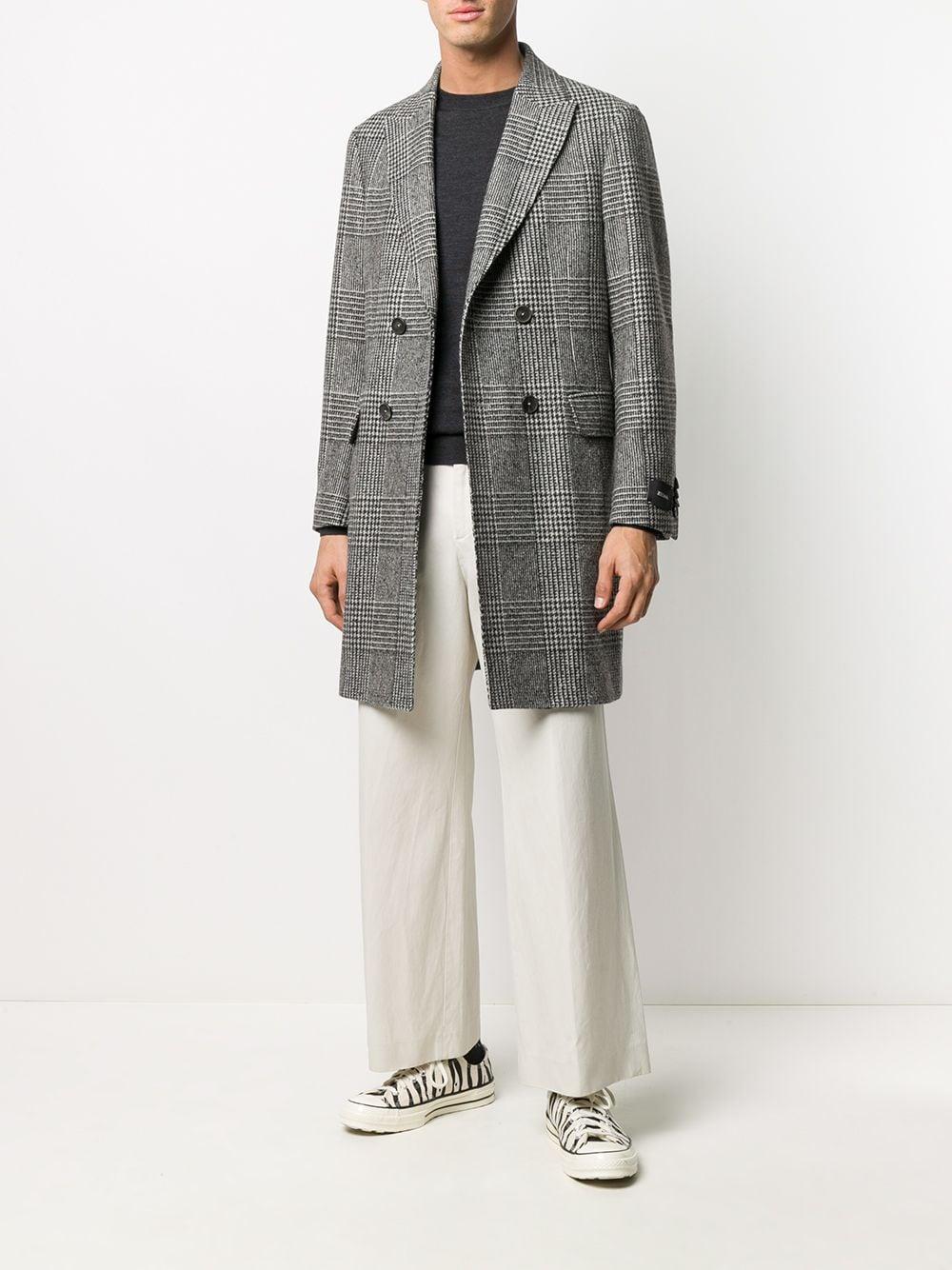 Z Zegna Wool Double-breasted Houndstooth Coat in Grey (Gray) for Men - Lyst