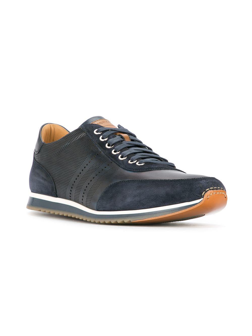 Magnanni Leather Logo Detail Sneakers in Blue for Men - Lyst