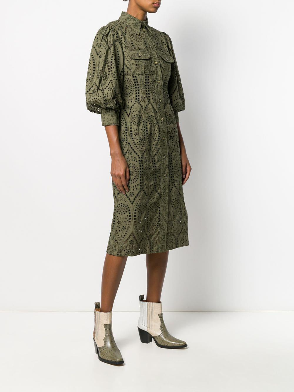 Ganni Broderie Anglaise Shirt Dress in Green Lyst UK