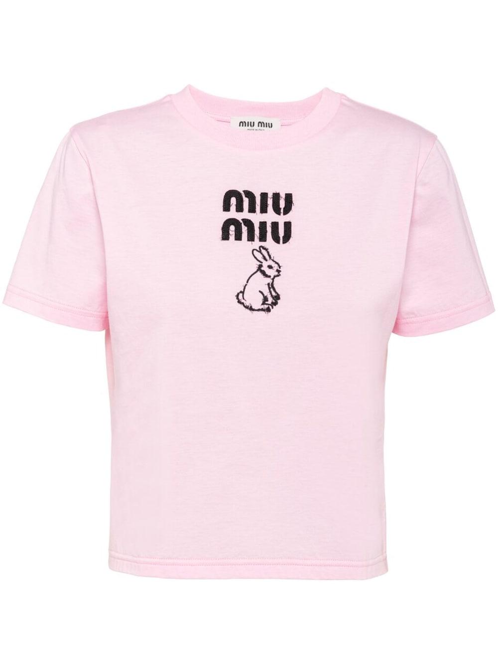 Miu Miu ロゴ Tシャツ ピンク | Lyst