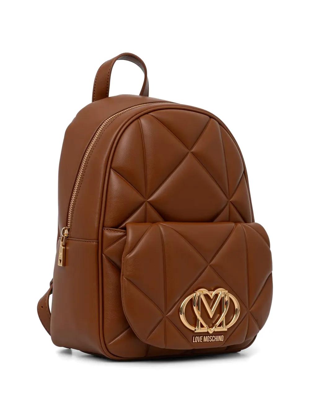 Love Moschino Beige Backpack with Bold Logo Cream Minimalist Backpack with Logo Detail – Pointure main image 3