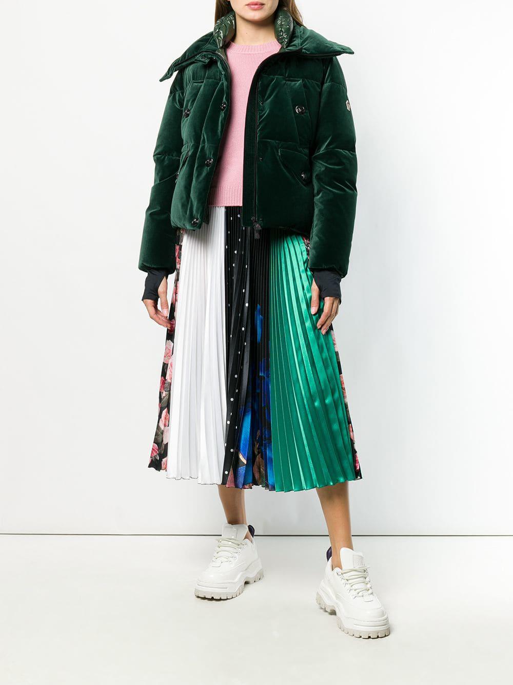 green velvet puffer coat