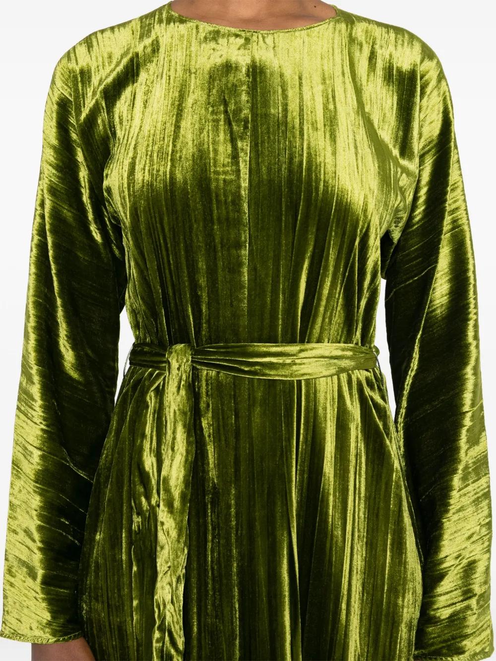 forte_forte Pliss-Effect Velvet Dress in Green | Lyst