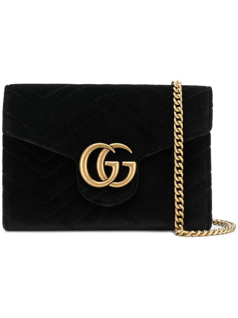 Gucci GG Marmont Chain Wallet in Black | Lyst