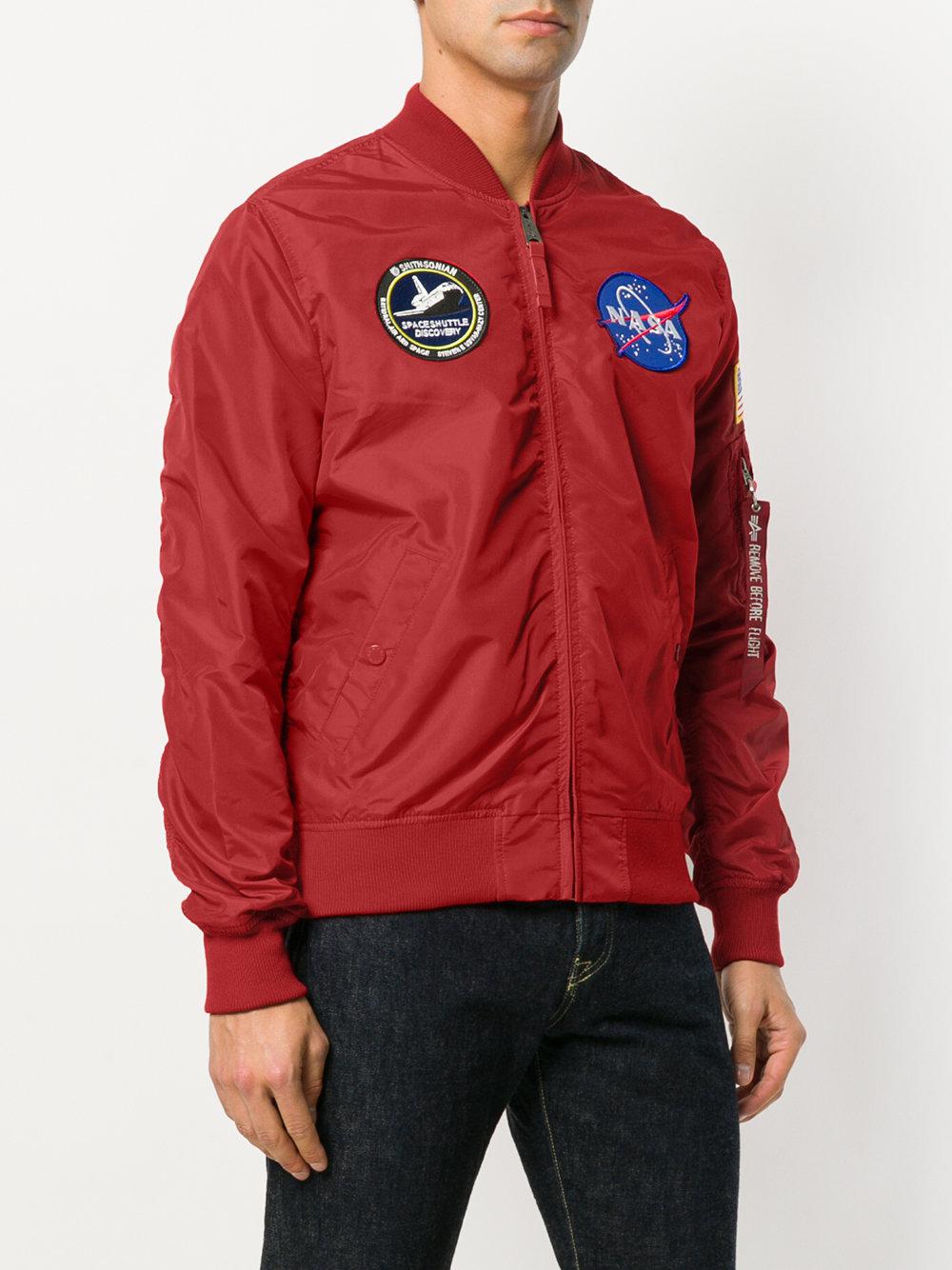 Alpha Industries Nasa Bomber Jacket in Red for Men | Lyst