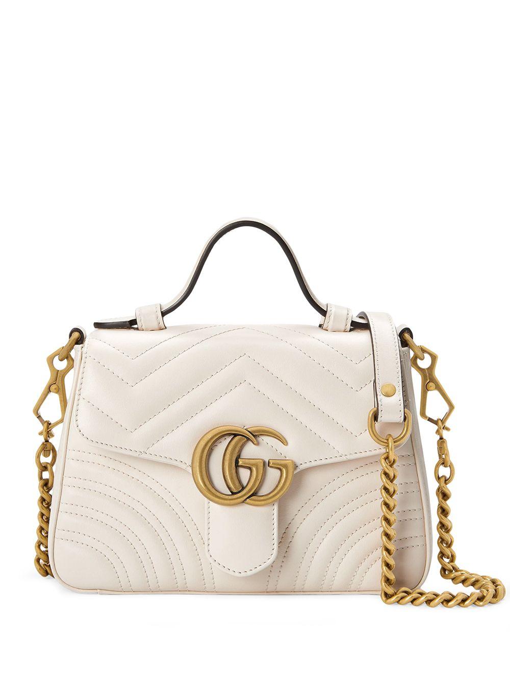 Gucci GG Marmont Mini Top Handle Bag in White | Lyst UK